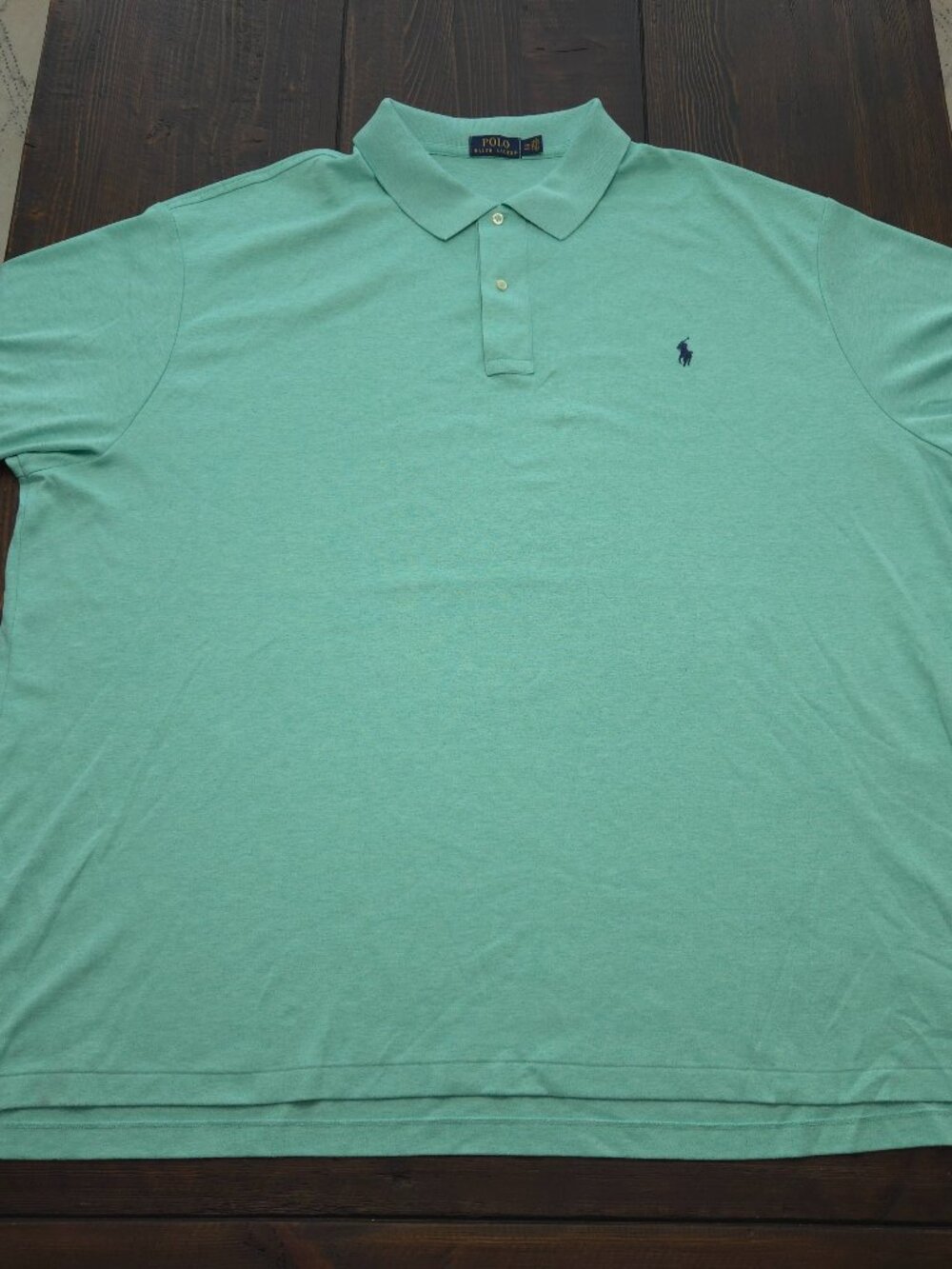 Polo Ralph Lauren Mens 4XB Soft Interlock Polo Shirt Mint Green Navy Blue Pony